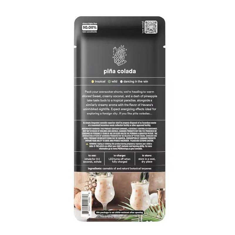Turn Piña Colada pineapple coconut flavor, urn Piña Colada vape price buy
