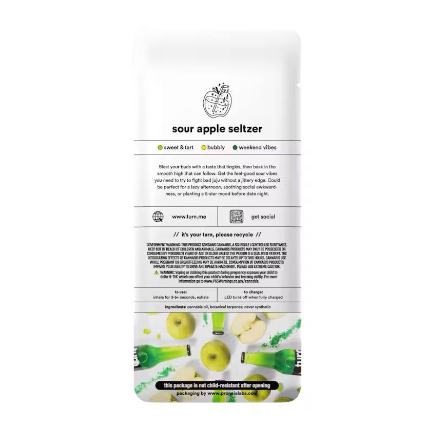 Sour Apple Seltzer flavor, Sour Apple Seltzer 1G disposable,